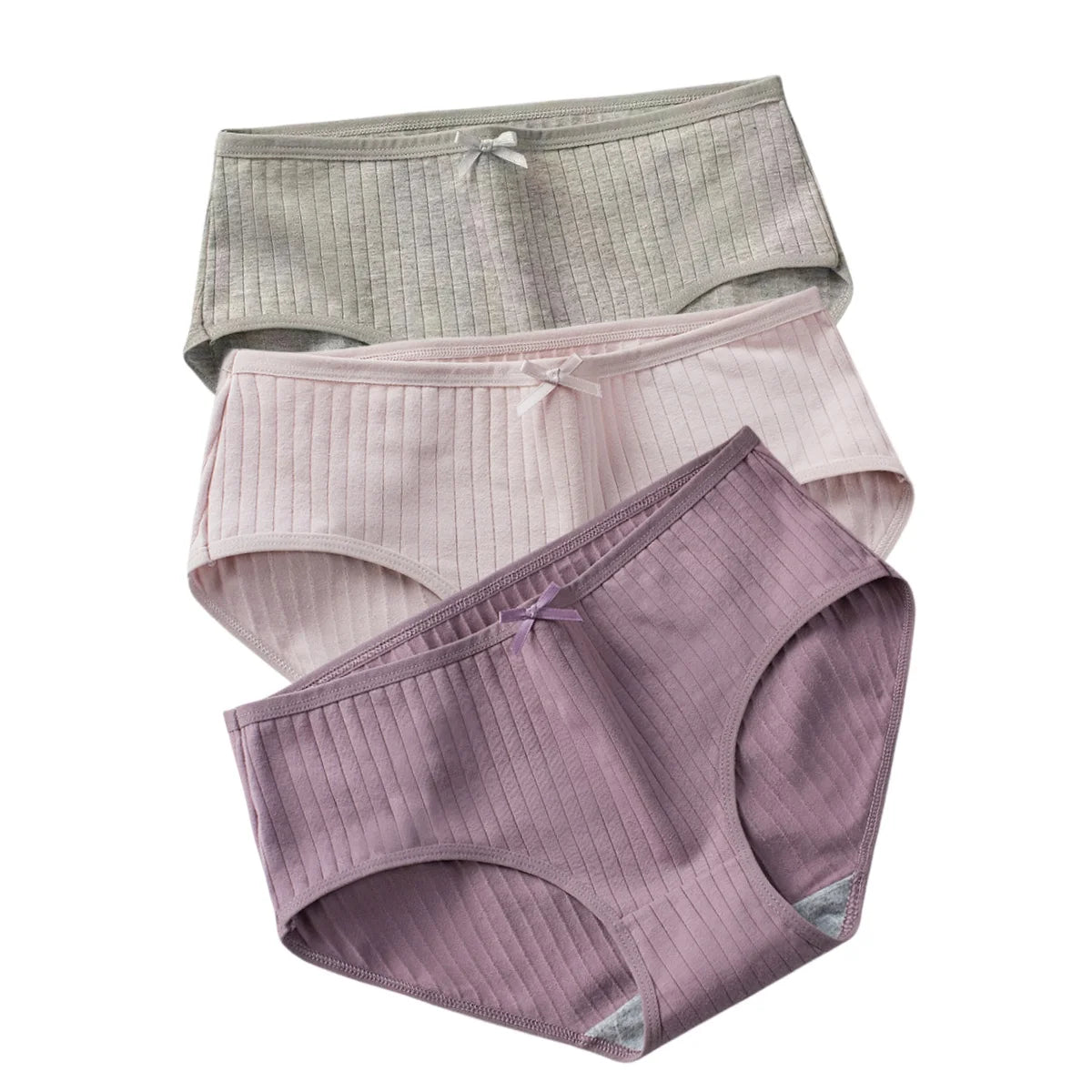 3Pcs/Set Cotton Panties Low Waist Briefs Solid Color Lingerie Women Underpants Comfy Breathable Underwear Intimates