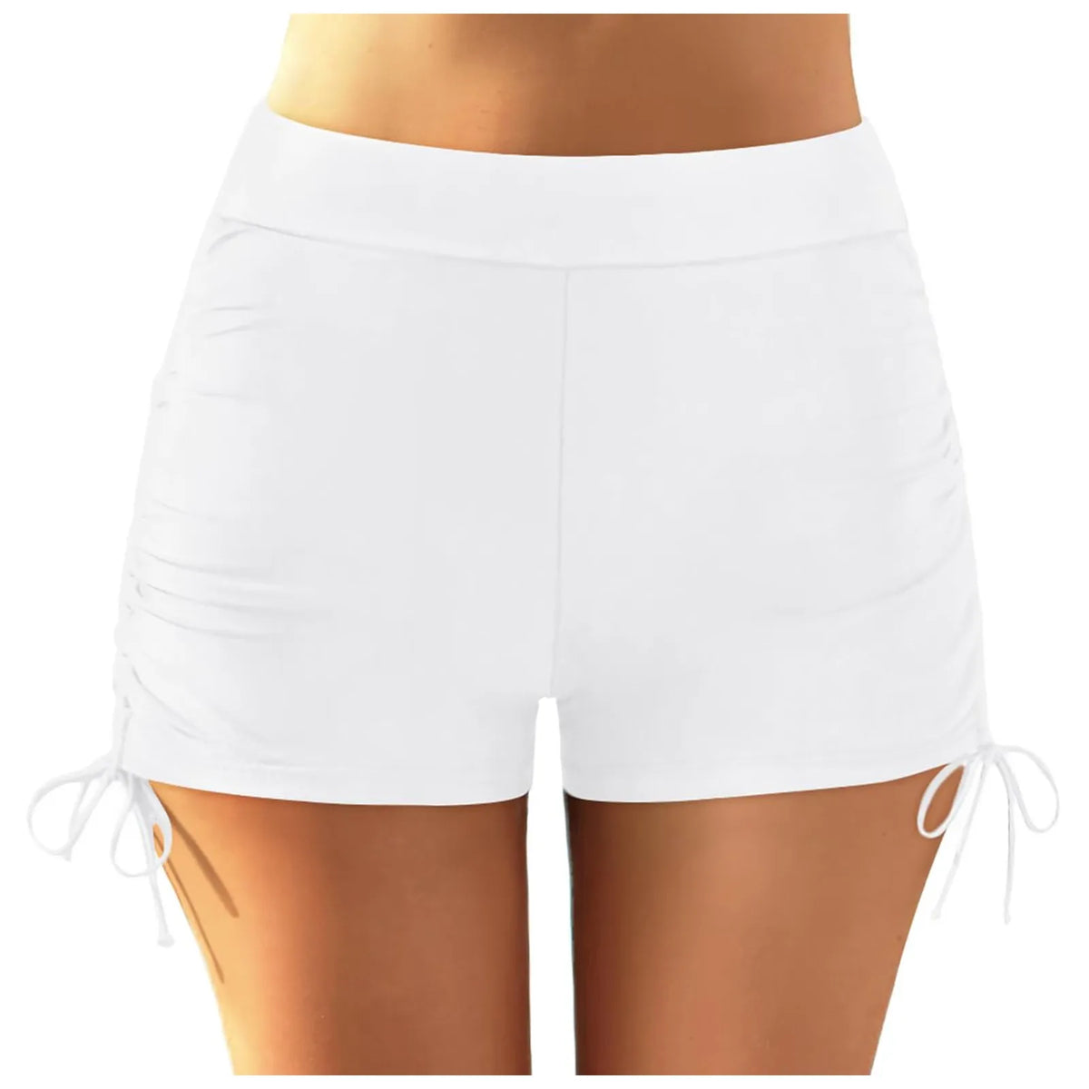 Beach Bathing Suit Women High Waist Bikini Bottoms Swim Briefs Drawstring Beach Shorts Solid Leopard Bikini Ruched Swim Bottoms