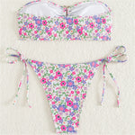 XS - L Flowers Printed Floral Bandeau Bikini Female Swimsuit Women Swimwear Two-Pieces Bikini Set Bather Bathing Suit Swim V5453