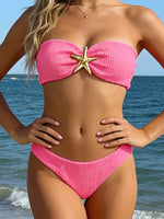 2026 Bandeau Bikinis Starfish Swimsuit Women Sexy Padded Swimwear Female Solid Beachwear Bathers Bathing Swimming Swim Suit