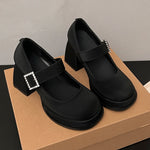 Elegant Chunky Heel Mary Jane Shoes Women 2025 Crystal Buckle Strap Platform Pumps Woman Thick High Heeled Party Shoes Ladies