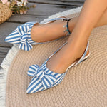 NewPointed Toe Flat Women Sandals 2026 Fashion Elegant Bow Closed Toe Female Shoes