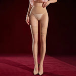 Polka Dot Fake Two-Piece Lace Long Pantyhose Aurora Glossy Open Crotch Two-Tone Spliced Sexy Pantyhose Solid Color Elegant 8WS3