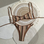 Crochet Striped Brazilian Bikini Women Swimsuit Female Swimwear Two-pieces Bikini Set High Leg Cut Bather Bathing Suit Swim Lady