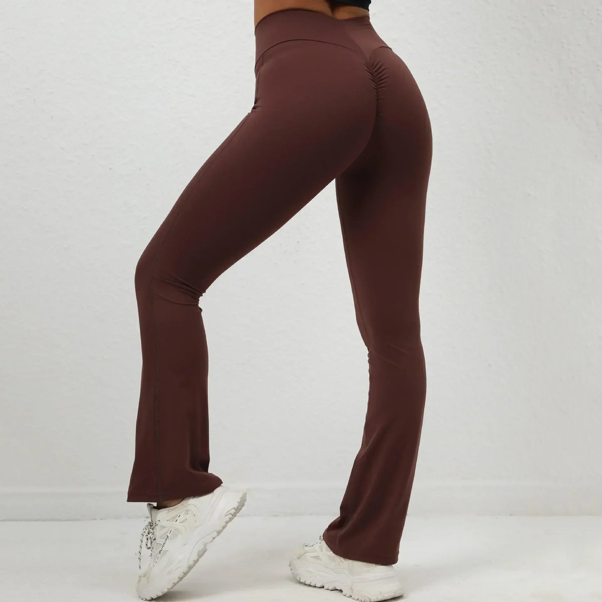 Women's Seamless Yoga Leggings Pants Sports Fitness Peach Hip-lifting High Waist Slimming Dance Training Workout Flared Pants