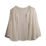 3/4 Sleeve Hollow Out Open Front Sheer Sweater Crochet Cardigan for Women Lightweight Boho Summer Beach Knit Shrug