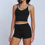 Tight Naked Yoga Shorts Suit Women Double Strap Sports Bra High Waist Flare Leggings Fitness Suit Gym Running Workout Clothes