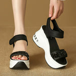 Sequin Chunky Wedges Sandals Women Plus Size 42 High Heel Platform Sandles Woman Comfy Thick Bottom Heighten Gladiator Sandalias