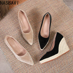 Spring Summer Shoes Women High Heels Fashion Ladies Wedges Party Shoes Retro Straw Shoes Women Pumps Wedge Heel 8.5cm