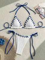 2025 Halter Wrinkled Weaved Bikini Women Swimwear Female Swimsuit Two Pieces Bikini Set Brazilian Bathing Suit Swim Beach Wear