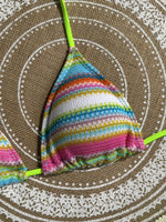 Sexy Coffee Striped Knitted Bikinis Sets 2026 Women Holiday Drawstring Side Skirt 3 Piece Swimsuit Summer Bathing Suit Swimwear