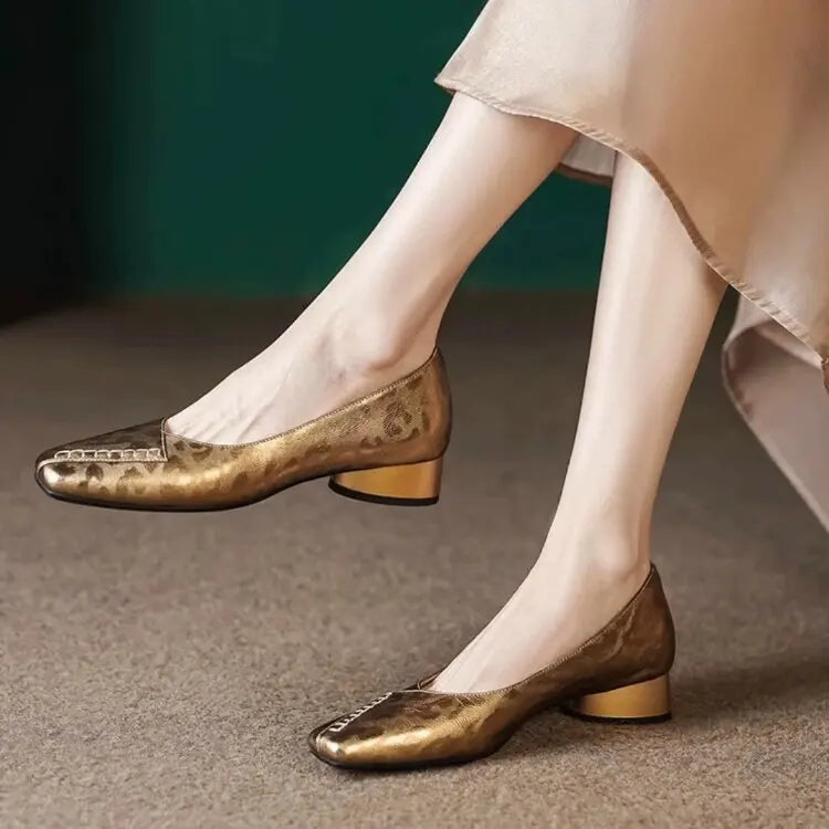 Fashionable and Comfortable Square-toe Shallow-mouth Single ShoesNew Block Heel Temperament Casual Women's Shoes