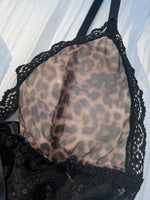 Lace-Trimmed Leopard Print Sleepwear Set Elegant Beauty Gift for Wife Sexy Nightgown And Underwear Combo