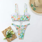 New Sexy Floral Print Bandeau Bikini 2026 Women Swimwear Female Swimsuit Two Pieces Thong Bikini Set Bather Bathing Suit Beach