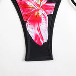 Sexy Micro Bikini 2025 Women Black Floral Print Push Up Bra Tie Side Thong Swimsuit Brazilian Beach Bathing Suit Pool Swimwear