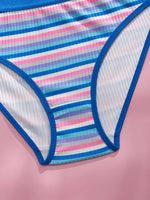 Brazilian Style Striped Women Lingerie Set Color Block Wireless Unpadded Bra Intimates Panties Underwear