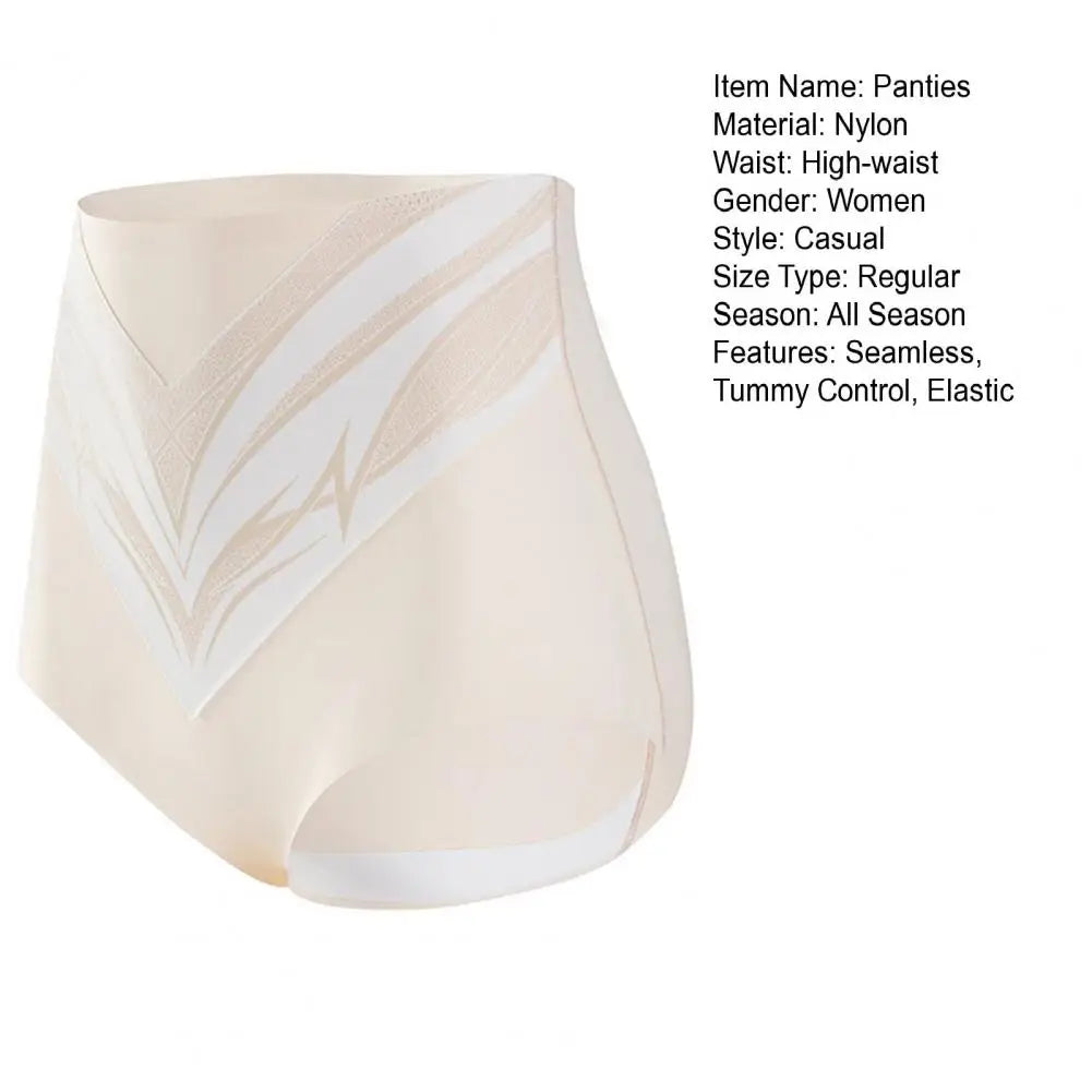 Women Underpants High Waist Slimming Tummy Control Seamless Elastic Briefs Female Underwear for Daily Wear Sport