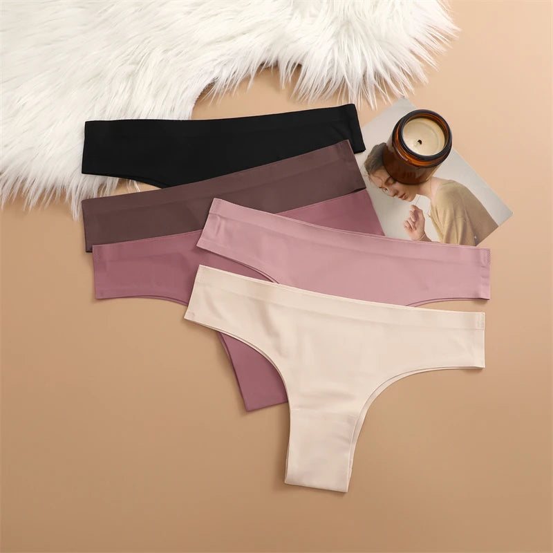 3PCS Seamless Ultra-thin Brazilian panties Maillard Panties Women Ice Silk Underwear Sexy Panty Low Waist G-string Female Solid