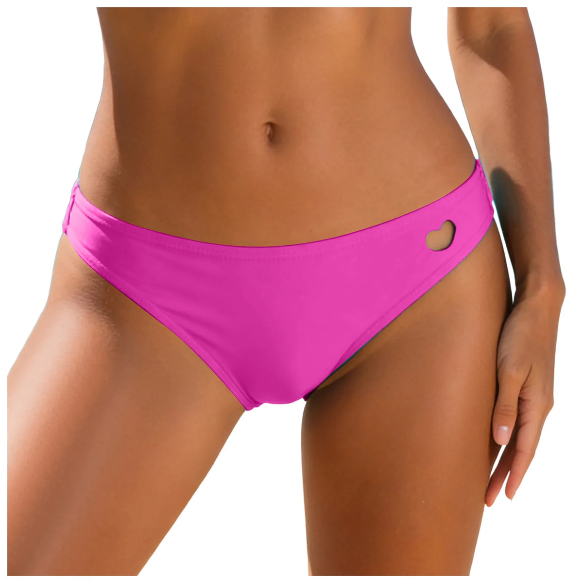 2026 New Bikini Bottoms Women's Swimsuit Low Waisted Solid Heart Cut Out Swimwear Thong Beachwear Brazilian Bathing Suit Summer