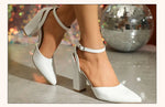 Women's Fashion New Shoes White Soft Leather High Heels Cute Bow Elegant Sexy Wedding Banquet Party Toe Hollow Pointed Shoes