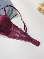 pure desire Bra for Women – 3/4 Cup Underwire Push Up Bra lace sexy Lingerie party brassiere(B-C Cup)L2957