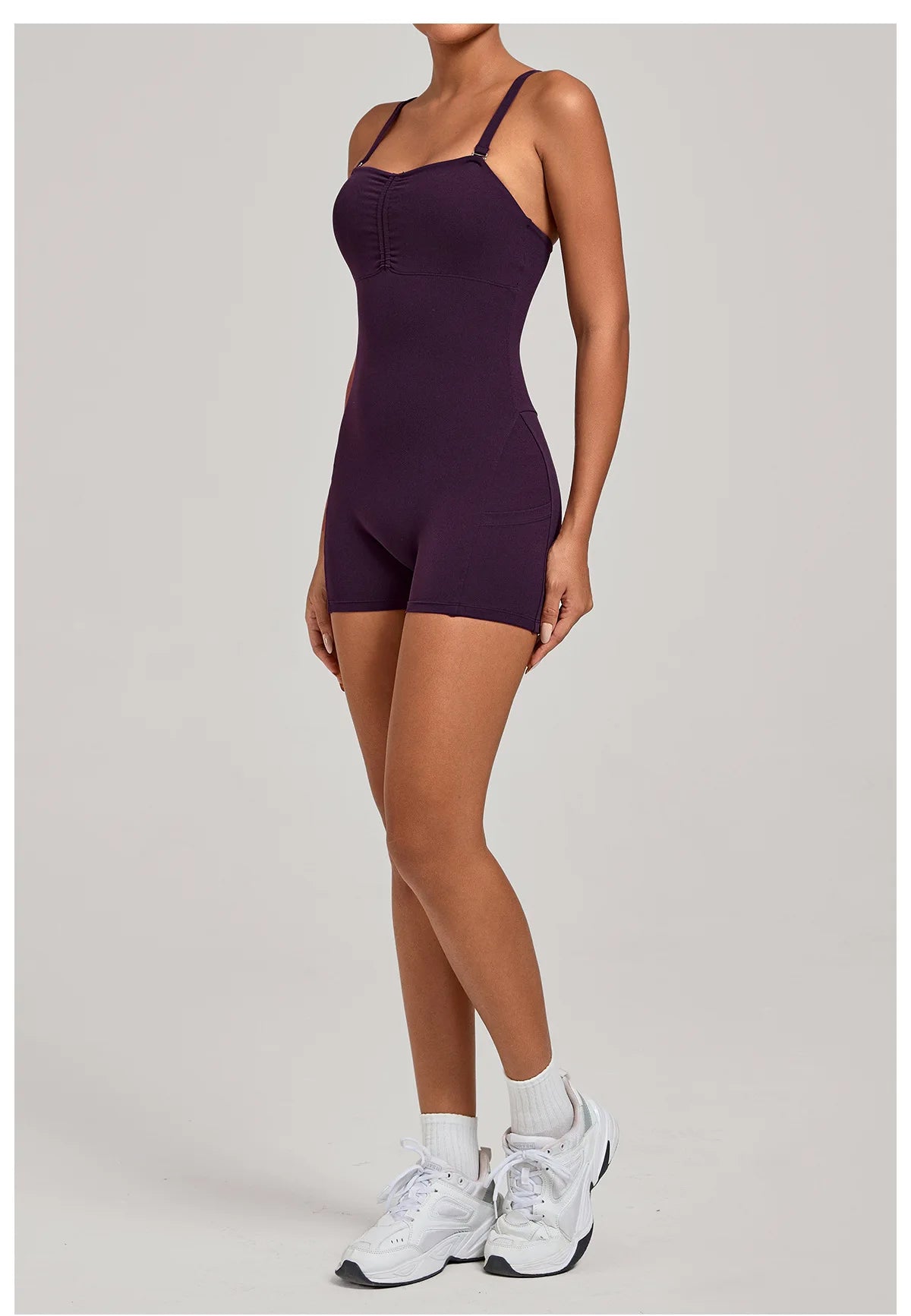 Outdoor Backless Yoga One Piece Suit Women Multiple Wearing Methods Sleeveless Slim Fit Pocket Stretch Sports Fitness Jumpsuit