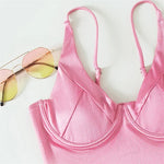 Sexy Pink Push Up Ladies Swimwear One Piece Swimsuit Women 2026 Underwired Bodysuits Bathers High Cut Bathing Swimming Suit Wear