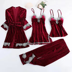 Korean Style Gold Velvet Sleepwear Women's Spring Autumn Stripe Sexy Strap Home Clothes Set Long Sleeve V-neck Home Suit 2025