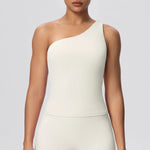 Women Seamless Cloud Feel One-Shoulder Waist-Cinching Yoga Vest Quick-Dry Slimming Sports Shaping Underwear Running Fitness Top