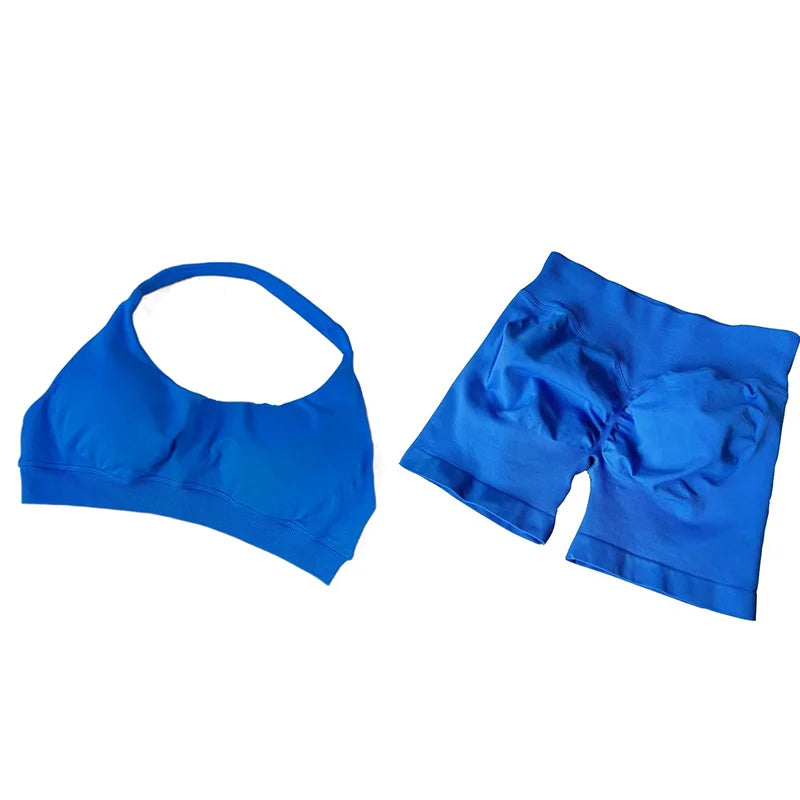 2 Pieces Gym Set Sports Suit Women Sports Bra Yoga Shorts Fitness Suit Gym Sets Seamless Workout Outfits Yoga Set Sportswear