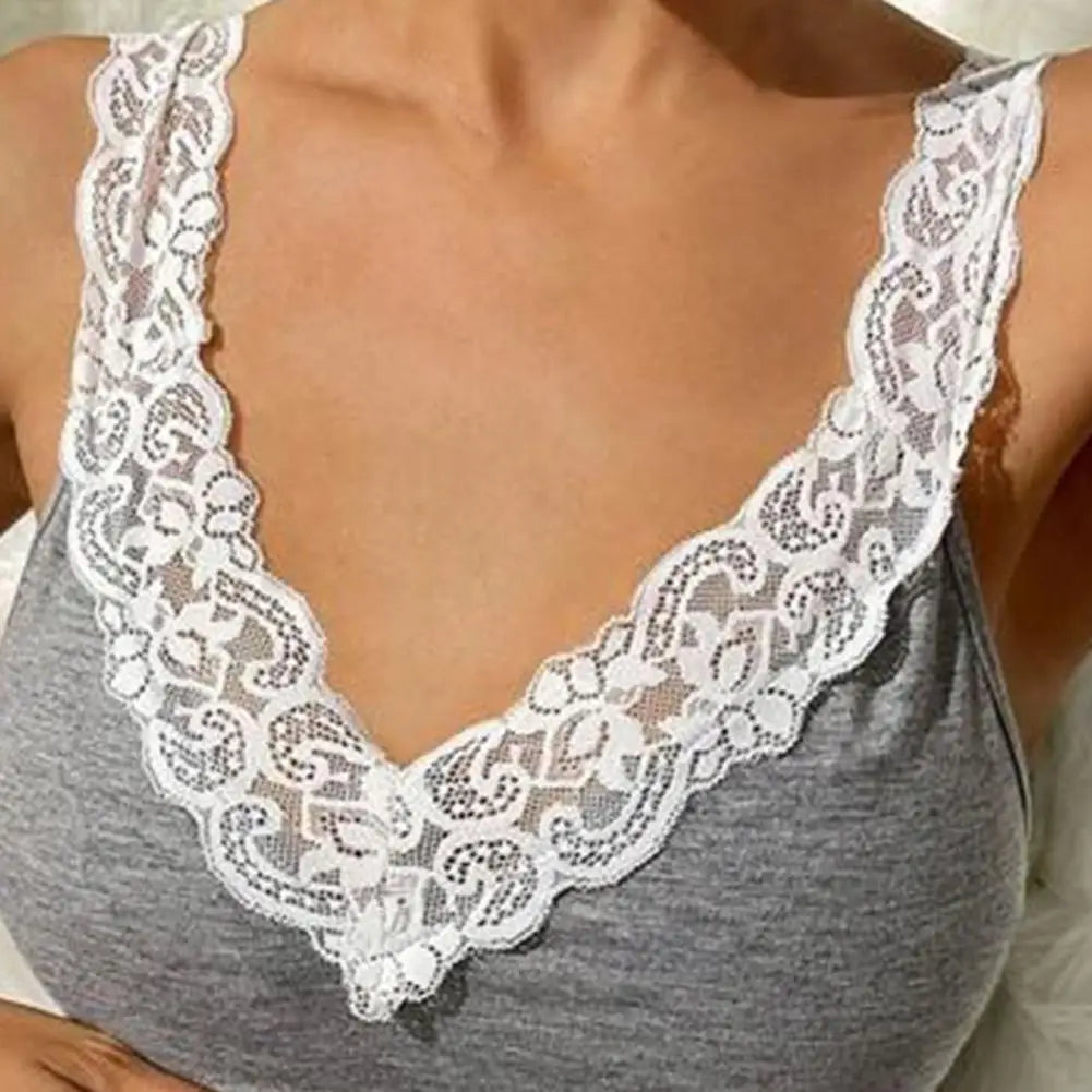 2pcs/set Women Pajama Set for Summer Lace Trim Tank Top Elastic Waist Shorts Set Sexy V Neck Sleeveless Sleepwear Homewear