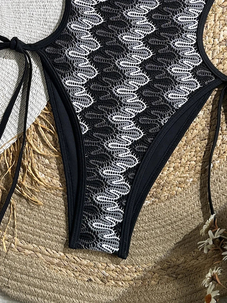 Printed Halter V Neck One Piece Swimsuit Women Swimwear Female Backless Monokini High Leg Cut Bather Bathing Suit Swim Bodysuit