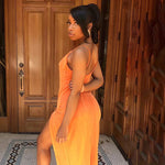 Elegant Sexy Evening Party Dress for Women 2022 New Midi Long Bodycon Slip Dresses Summer Thigh Split Vestidos De Fiesta
