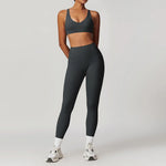 Yoga Set 2PCS Women Tracksuit Nude Feeling Workout Sets Gym Clothes Push Up Fitness Running Sportwear Sport Bra Leggings Suit