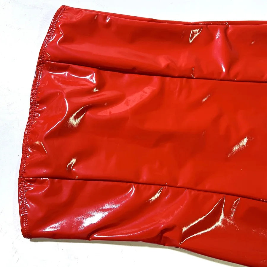 Glossy Leather Tube Top Mini Dress Women Fashion Sexy Backless Package Hip Slim Sleeveless Short Dresses Hot Girl Streetwear