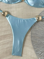 Metal Buckle Satin Bikini Women Mini Micro Thong Swimwear Female Swimsuit Two-pieces Bikini Set High Cut Bathing Suit Swim Lady