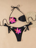 New Sexy Women's Bikini Set - Adjustable Tie Side Bandage Triangle Top & Low Rise Bottom with Starfish Metal Drawstring Summer