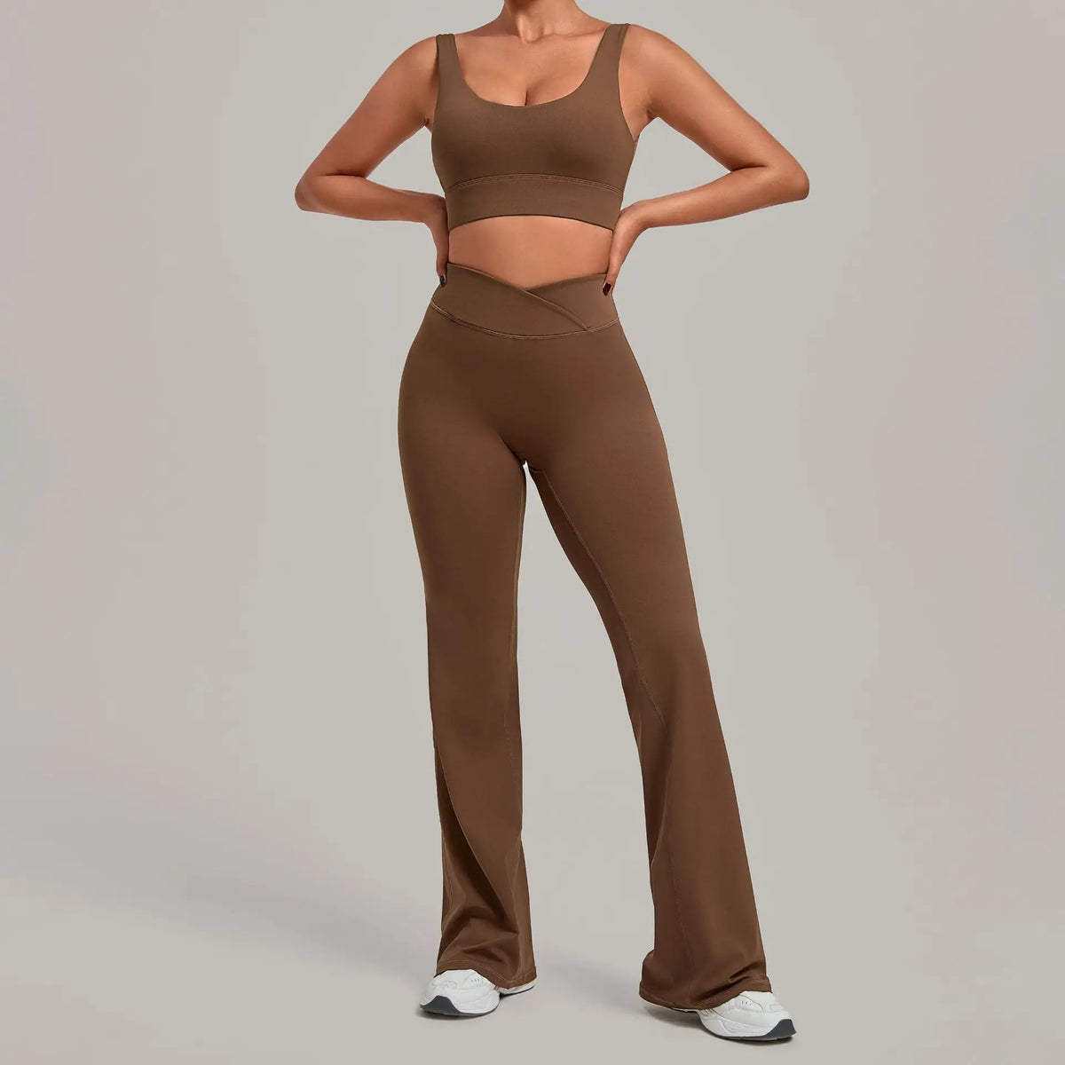 Women's Seamless Yoga Sets Sports Fitness Hip-lifting High Waist Flared Pants Backless Bra Suits Training WorkoutLeggings Sets