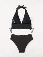 ZTVitality Sexy Black Bikini Set 2025 New Arrival Padded Bra Halter Bandage High Waist Swimsuit Women Swimwear Summer Beachwear