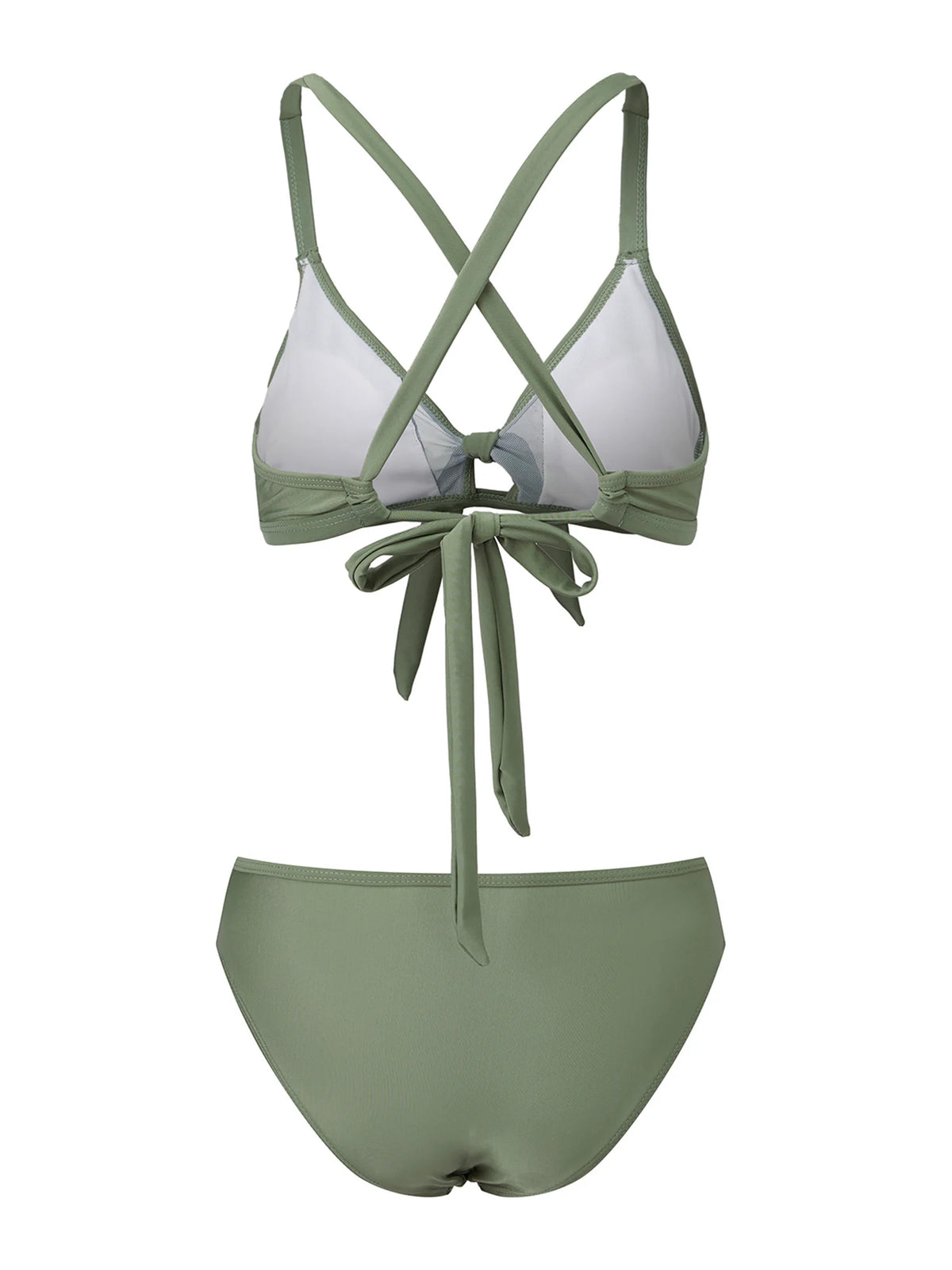 Women 2 Piece Bikini Set Fashion Solid Color Sleeveless Tie up Front Bra and Low Waist Briefs Summer Holiday Bathing Suit