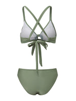 Women 2 Piece Bikini Set Fashion Solid Color Sleeveless Tie up Front Bra and Low Waist Briefs Summer Holiday Bathing Suit
