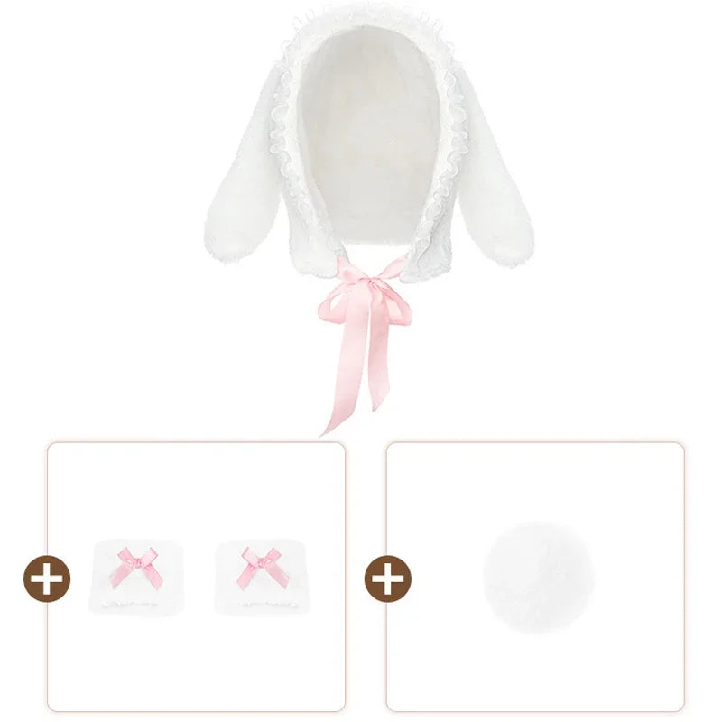 Cute Plush Snow Bunny Girl Cosplay Women Underwear Uniform Sexy Lingerie Rabbit Ear Hat Pajamas Outfits Costumes