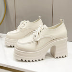 Spring Women Pumps Black Loafers Chunky 10CM High Heels High Platform British Autumn Ladies Thick Bottoms Shoes 2026 New