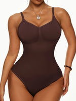 Women's Seamless Ribbed Bodysuit, Adjustable Strap Shapewear Tank Top, No Pad Slimming Body Suit, Invisible Daily Underwear