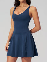 Bodycon Tennis Dress with Shorts Pocket Women Speed Dry Sleeveless V Neck One Piece Sport Outfit Short Dress Fitness Yoga Set