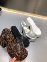 Summers Chunky Women Slippers Fashion Elegant PVC Transparent Platform Wedges Heel Slides Ladies Casual Outdoor Beach Sandalias