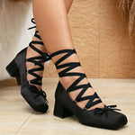 Brand Design Big Size 43 Sweet Pink Mary Jane Pumps Cross-tied Satin 9cm High Heels Ballet Shoes White Party Wedding Shoes Women
