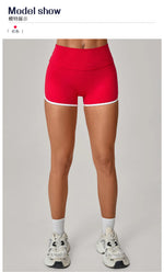 Color Blocking Patchwork Yoga Shorts Women Tight Fitting Peach Hip Lifting Sports Pants Gym Running Bike Wear Leggings