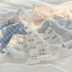 1 Pack Cotton Floral Print Ruffled Panties Women's Mid Waist Underwear Kawaii Briefs Cotton Lingerie Skin-friendly M-XL