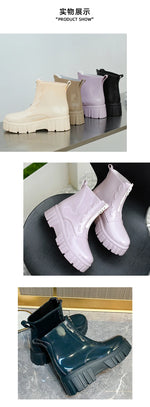 Women Thick Soled Rain Boots Non-Slip Fashion Outdoor Wear-resistant Rubber Waterproof Shoes Women Jelly Soft Soled Rain Boots